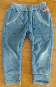 BREEZE 裏起毛デニム風8分丈ロングパンツ 100サイズ