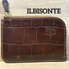 IL BISONTE クロコ型押し レザー L字ファスナー ミニ財布