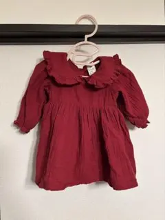 H&M バーガンディ ワンピース 4-6m
