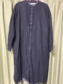 FONT LAB(サブストリート)ブラックデニム長袖シャツワンピ美品大きいサイズ