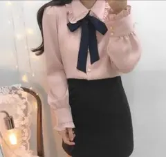 somedays 韓国 ピンク リボン ブラウス