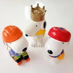 スヌーピー貯金箱 陶器＆ソフビ 大サイズ 置物 3点セット【レトロ】