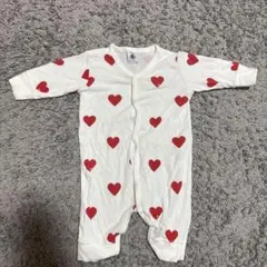 プチバトー ハートプリント足なしロンパース 3m/60cm
