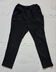 黒いロングパンツ 綿100%ゴムウエスト 前後ポケット付き110cm
