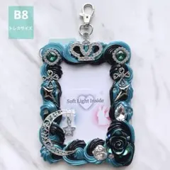 【B8】トレカケース ホイップデコ 硬質ケース 推し活 黒 ターコイズ 月 王冠