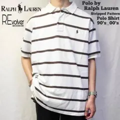 90s Ralph Lauren ラルフローレン ポロシャツ ボーダー 刺繍ロゴ