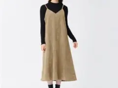 GUコーデュロイ キャミソールワンピース ベージュ S