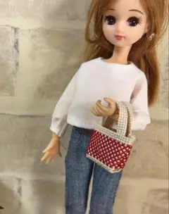 【1点のみ】クロスステッチで作った赤いミニチュアバッグ