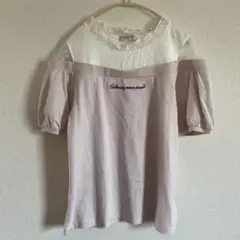 メゾピアノジュニア オフショルダー風レーシー半袖Tシャツ ※訳あり ピンク