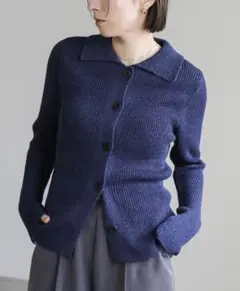 select MOCA ネイビー ボタン付きニットカーディガン