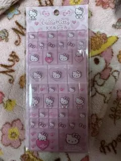 ハローキティ　90s　タイルシール　ヒョウ　ピンク