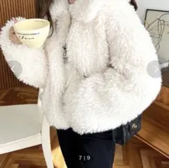 moment+ホワイト ボアジャケット ショート丈