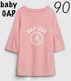 ベビーギャップ 新品 ロゴワンピース 90 女の子 ピンク