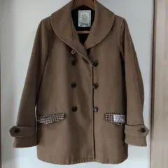 Harris Tweed ブラウン ピーコート Lサイズ