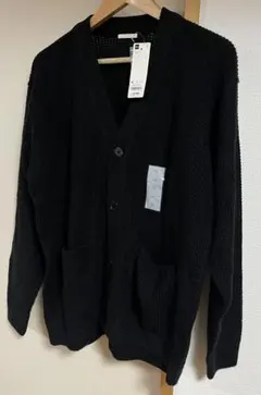 GU ジーユー　ワッフルカーディガン メンズ M ブラック　新品、未使用
