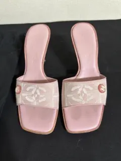 CHANEL シャネル ウッドサンダル ミュール ココマーク ピンク38 - メルカリ