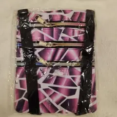 幾何学模様の3ジッパーポーチ