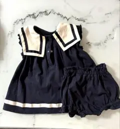 branshes ネイビー セーラー襟 ワンピース パンツセット80のサムネイル