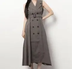 dazzlin ノースリーブチェックトレンチワンピース