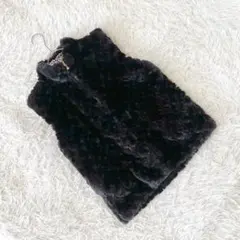 《レディースファッション》 リバーシブルボアベスト ラインストーン エレカジ