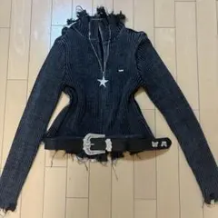 ダメージニット 長袖トップス y2k ギャル グランジ ピチT