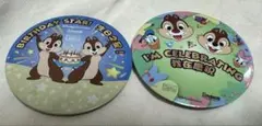 香港ディズニー　チップ&デール 缶バッジ 2個