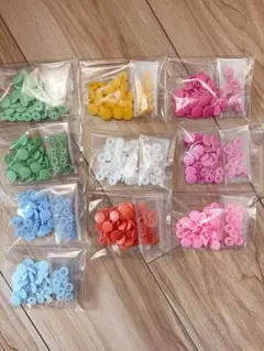 プラスナップボタン面釘12mm 全10色各10組 計100組ハンドメイドツヤなし