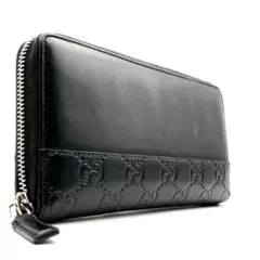 美品✨GUCCI GGシマレザー ラウンドファスナー 長財布