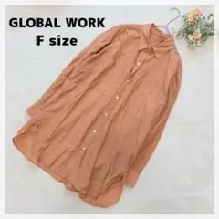 【グローバルワーク】シャツ F オレンジ 軽やか 大きめ 胸ポケット シンプルのサムネイル