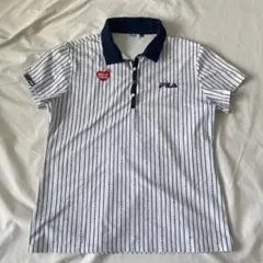 FILA GOLF ストライプポロシャツ LL ホワイト×ネイビー