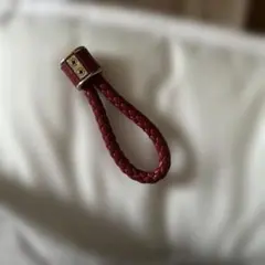【ジャンク？】赤い編み込みレザーキーホルダー