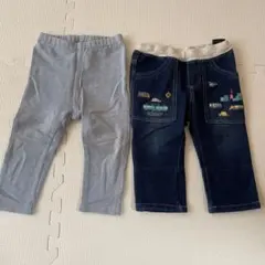 KLAIDSKAP 刺繍デニムパンツとユニクロのレギンスセット