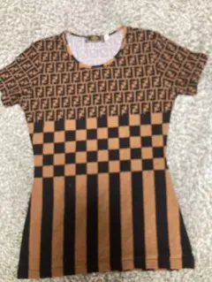 FENDI 新品未使用ズッカ ペカン ストライプTシャツ Lサイズ