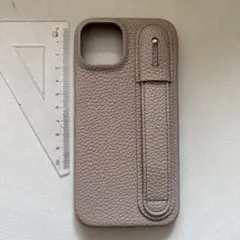 レザー ストラップ付き iPhoneケース ベージュ