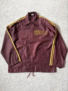 vintage us製Birdieバーディ USCコーチジャケットMバーガンディ