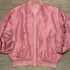 ヴィンテージ ブルゾン 赤 MA-1風 ジップジャケット Lサイズ