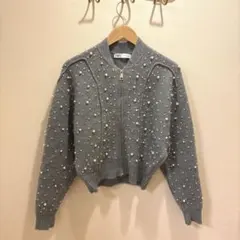 ZARAフェイクパール ニットボンバージャケット