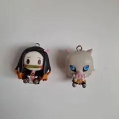 【鬼滅の刃】竈門禰豆子　嘴平伊之助　フィギュア　キーホルダー　がちゃ　一番くじ