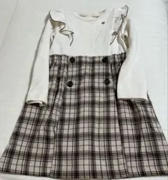 アプレレクール　ワンピース　110 アイボリー　チェック　ブラウン