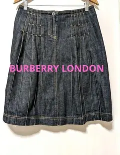 バーバリー♥️プリーツスカート42 ダークデニムXLサイズ ノバチェック