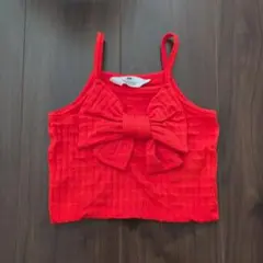 H&M リボン付きキャミソール レッド※美品 92cm