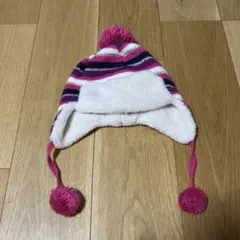 dpam ストライプニット帽 ポンポン付き 6〜8歳 スキー　帽子　ディーパム