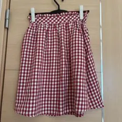 イーハイフン　赤　白　ギンガムチェック　スカート　匿名配送　フリーサイズのサムネイル