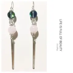 [139] ルナフラッシュ 水晶 ローズクォーツ スティックチャーム シルバー