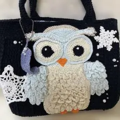 フクロウ刺繍トートバッグ