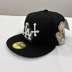 Newera　LAドジャース 7 5/8 (60.6cm)天使刺繍 海外限定　黒