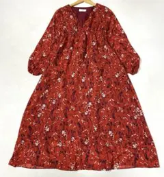 美品 SLOBE IENAスズラン柄 ロングフレアワンピース