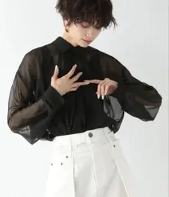 シアーギャザーSH JEANASiS ジーナシス トップス シャツ・ブラウス 黒