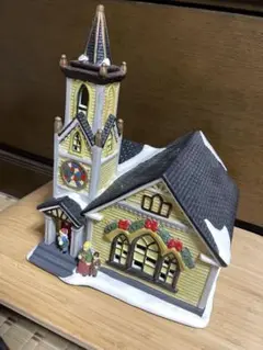 クリスマス教会の置物 陶器製　ジャンク品