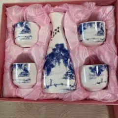 景徳鎮 徳利 ぐい呑み 酒器セット 山水画